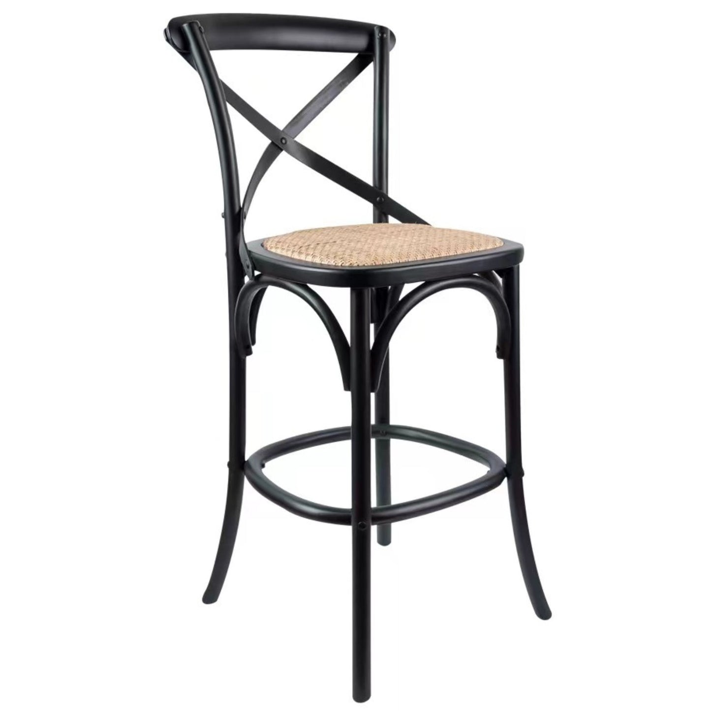 Aster Crossback Dining Chair and Bar Stool Set Solid Birch Timber Rattan Seat