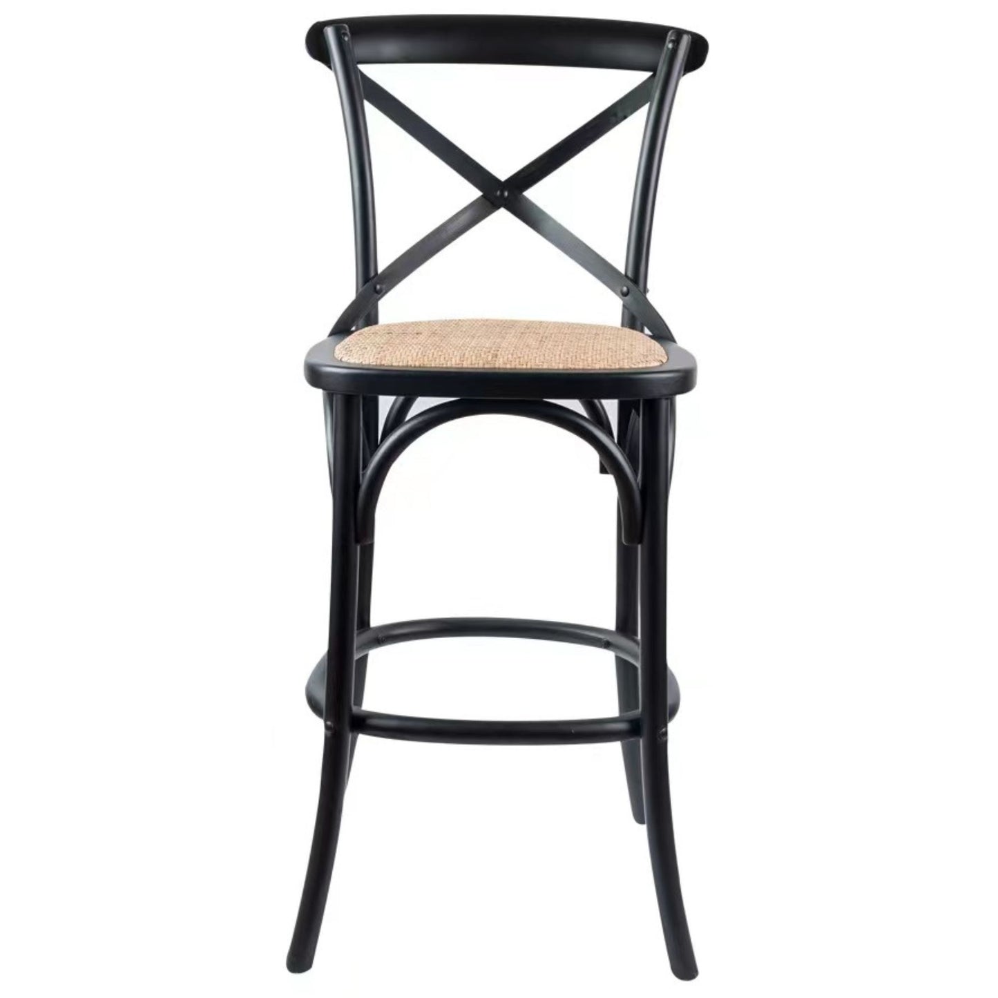 Aster Crossback Dining Chair and Bar Stool Set Solid Birch Timber Rattan Seat