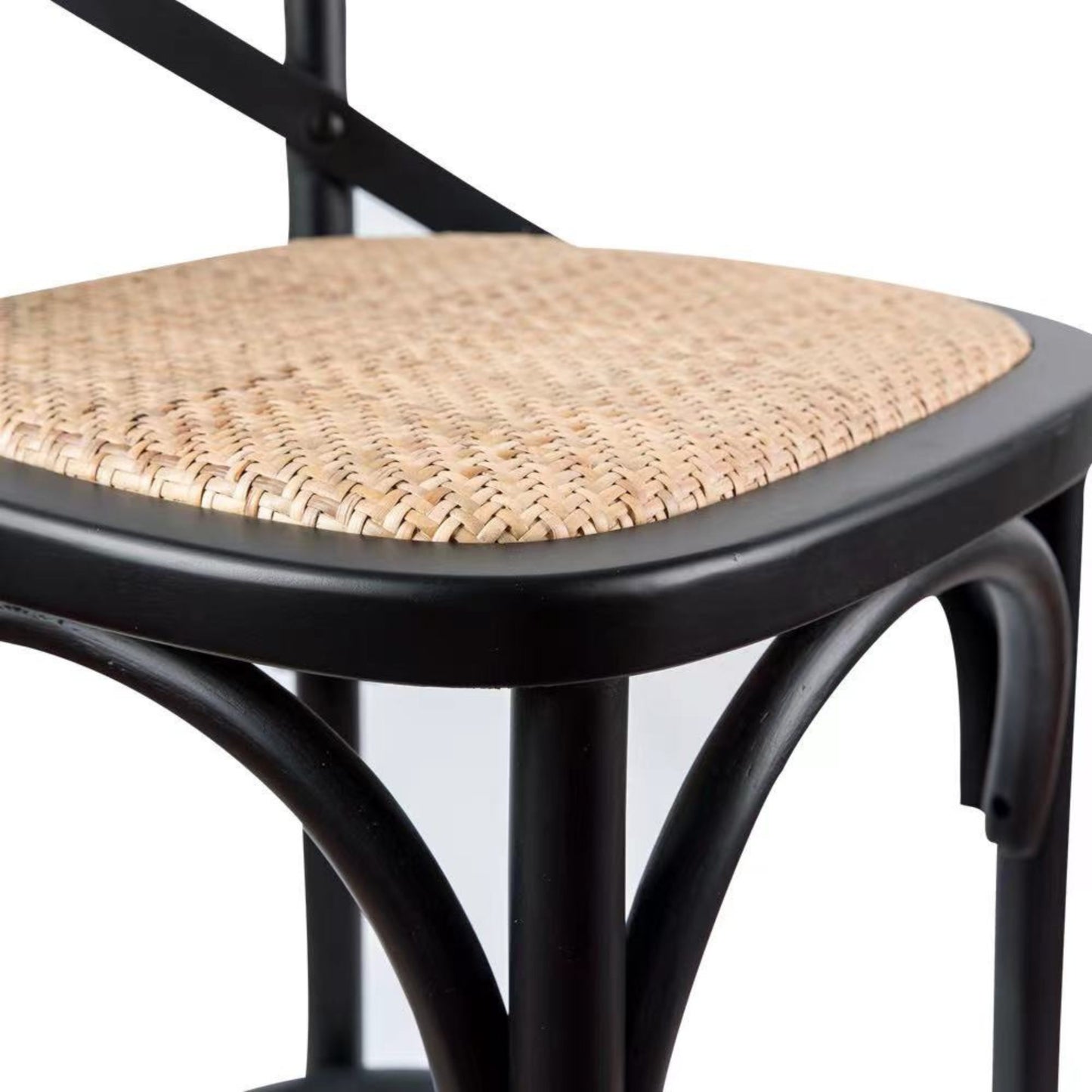 Aster Crossback Dining Chair and Bar Stool Set Solid Birch Timber Rattan Seat
