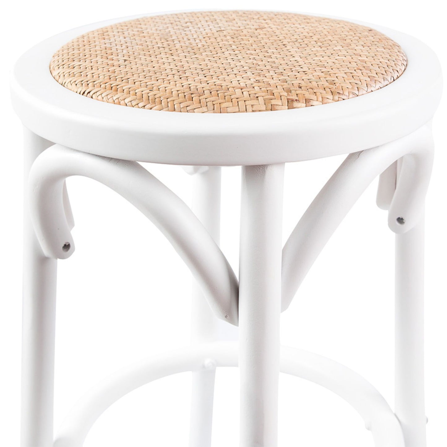 Aster Round Bar Stools Dining Stool Chair Solid Birch Timber Rattan Seat