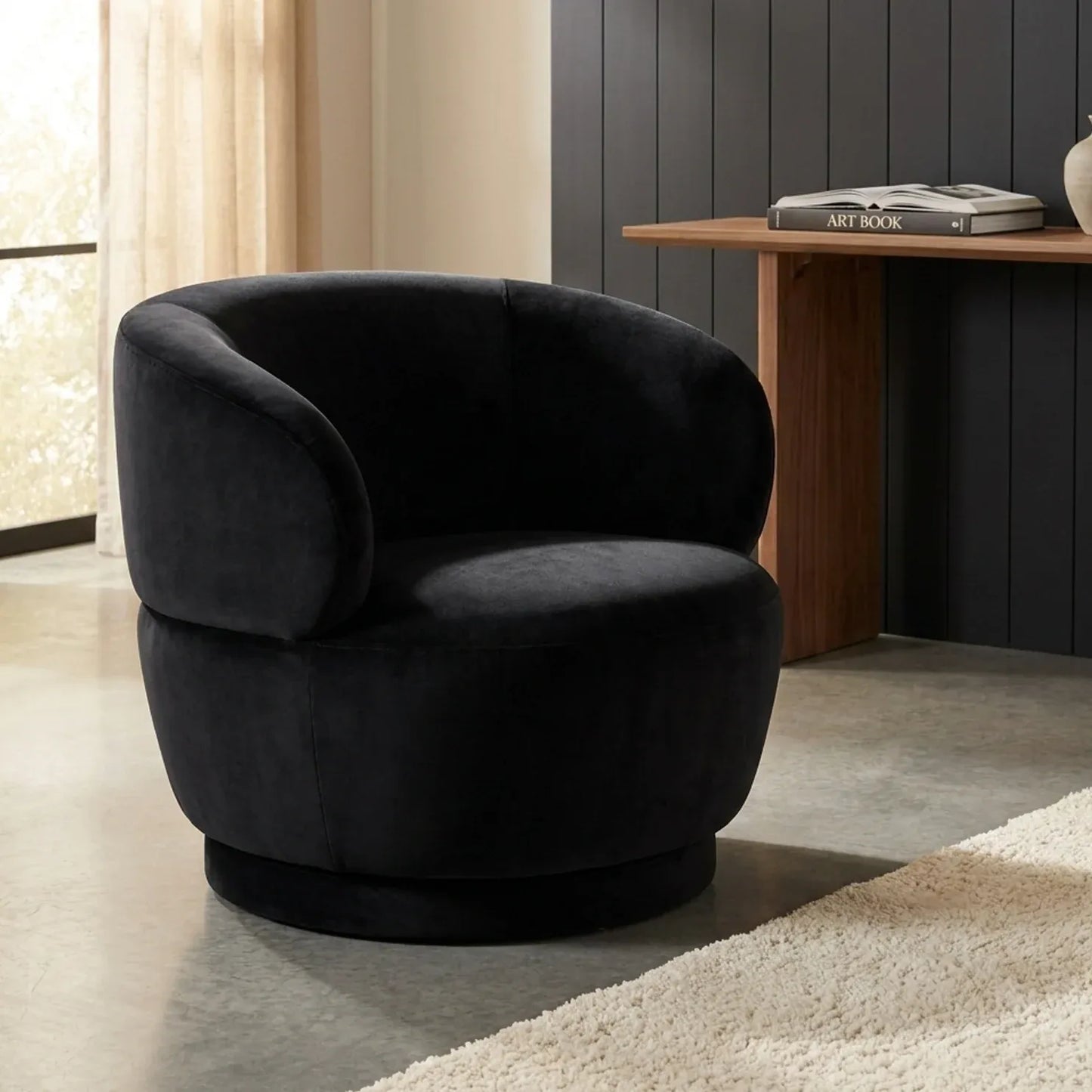 Interior Ave - Luna Swivel Armchair - Black