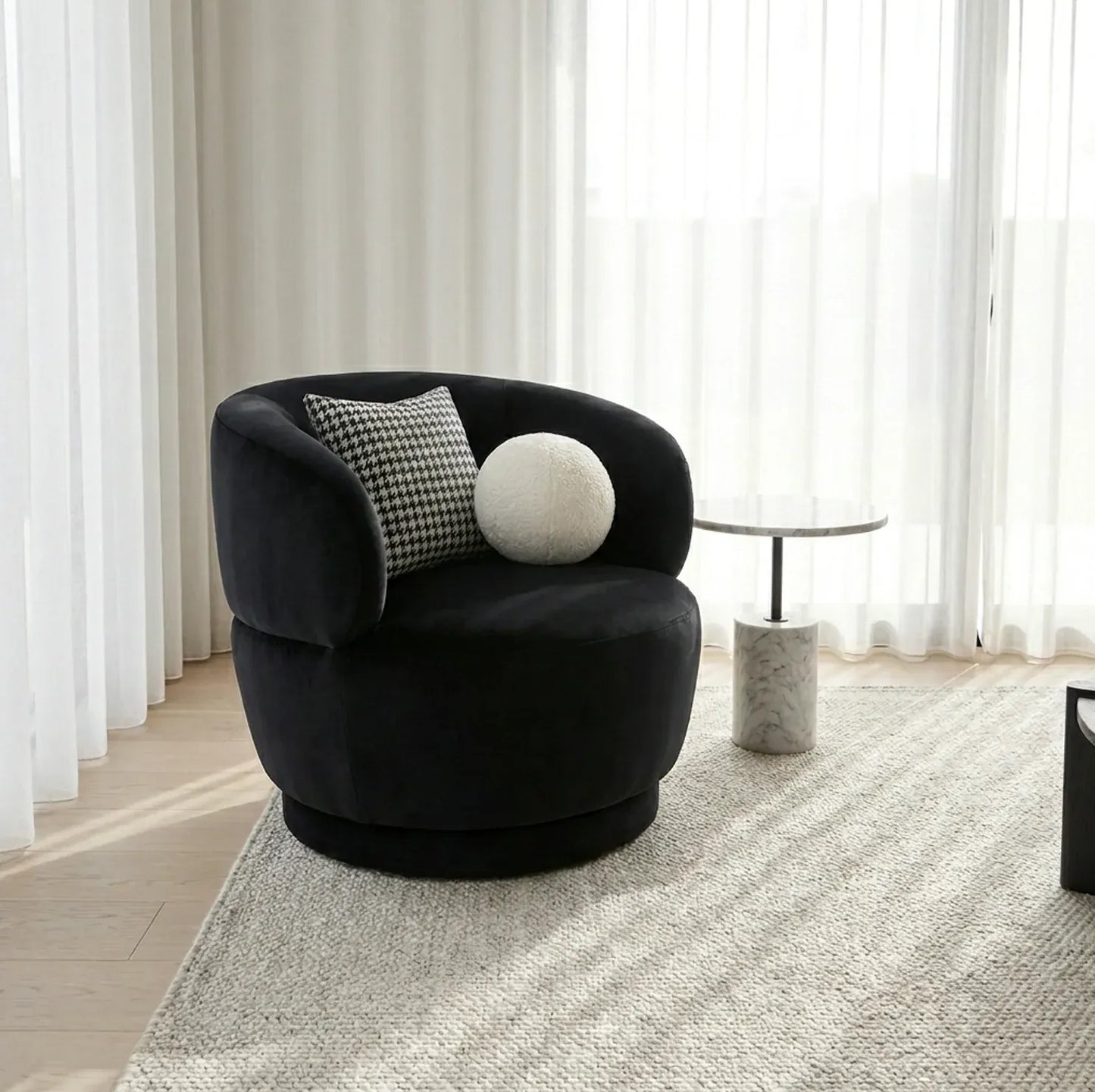 Interior Ave - Luna Swivel Armchair - Black