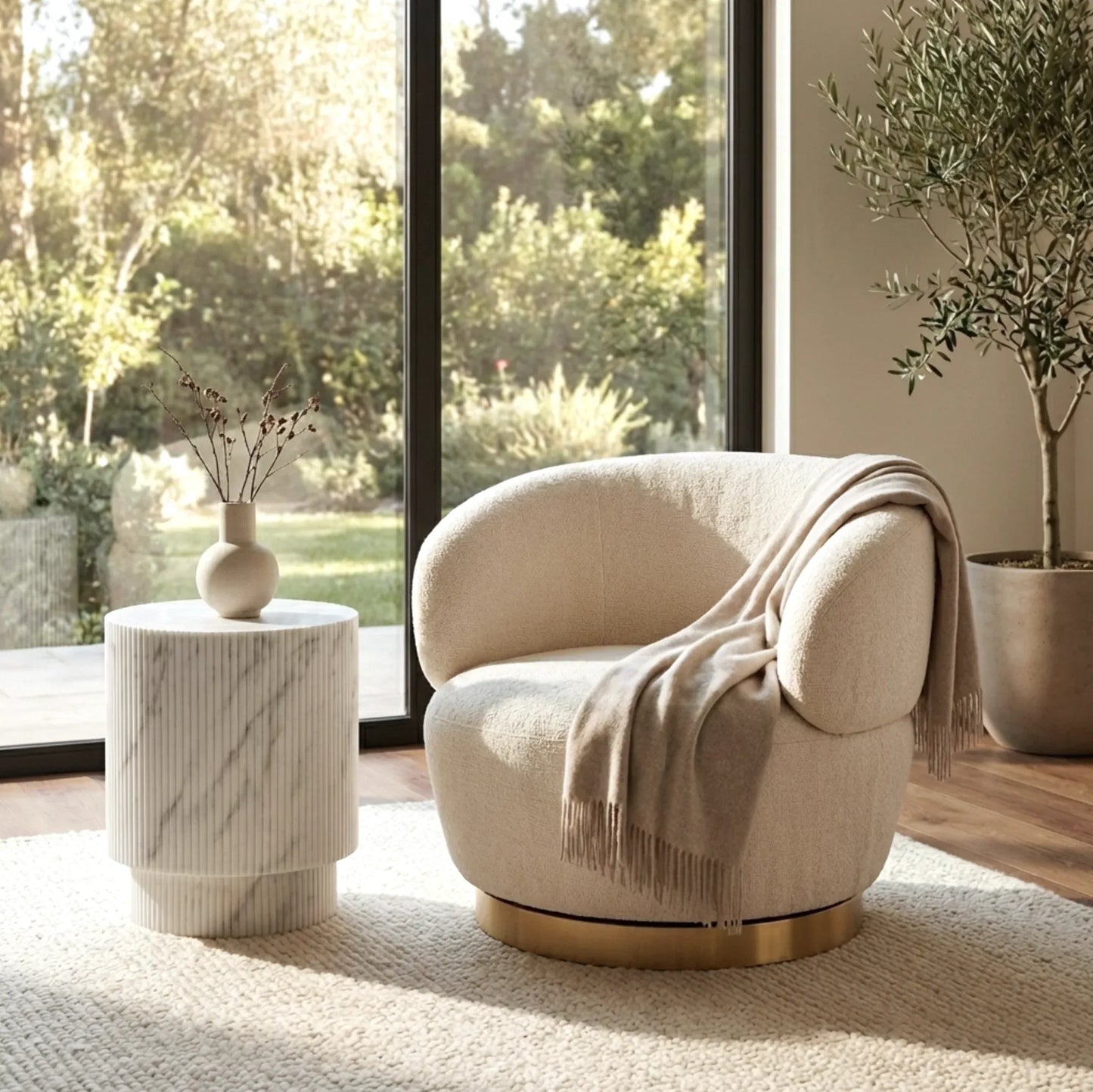 Interior Ave - Luna Swivel Armchair - Vanilla Oat
