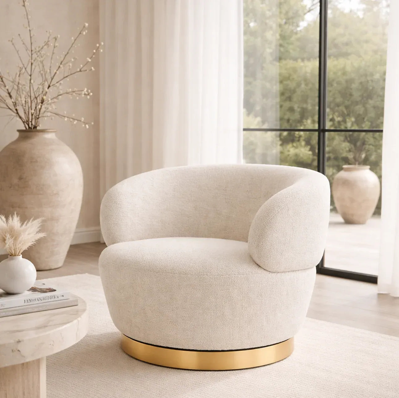 Interior Ave - Luna Swivel Armchair - Vanilla Oat