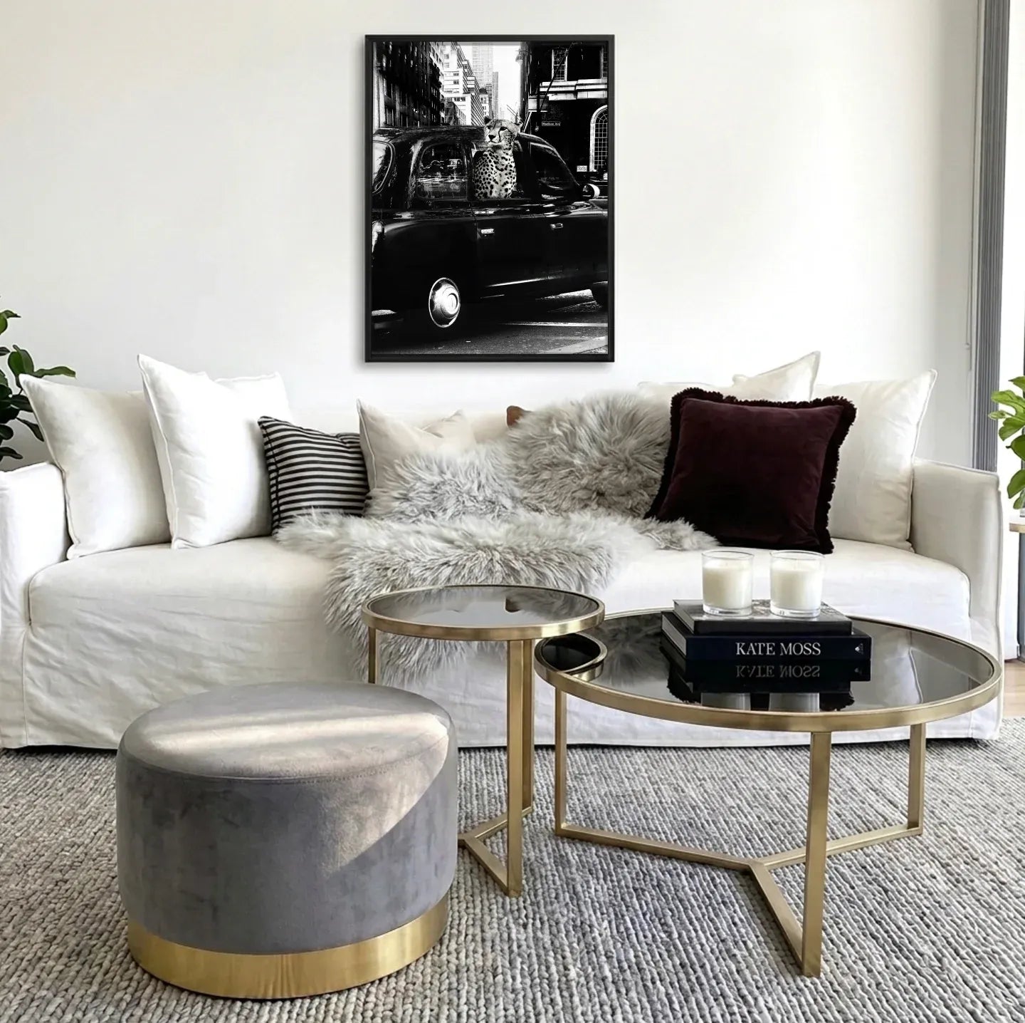 Interior Ave - Monaco Round Ottoman - Ocean