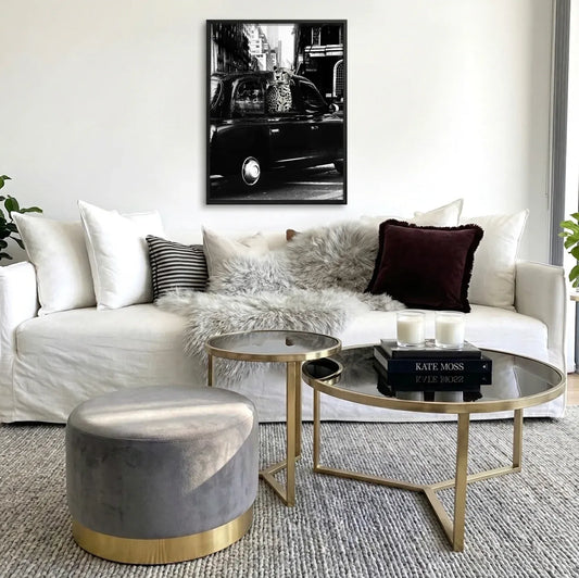 Interior Ave - Monaco Round Ottoman - Ocean