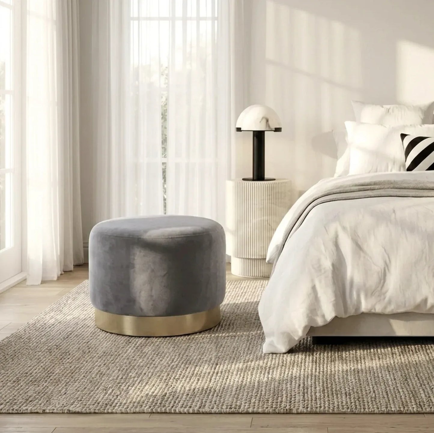 Interior Ave - Monaco Round Ottoman - Ocean