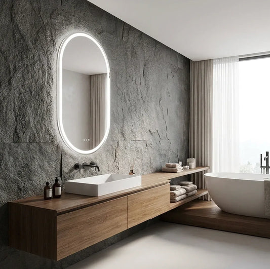 Interior Ave - 50 x 100cm Oval Frameless LED Bathroom Mirror