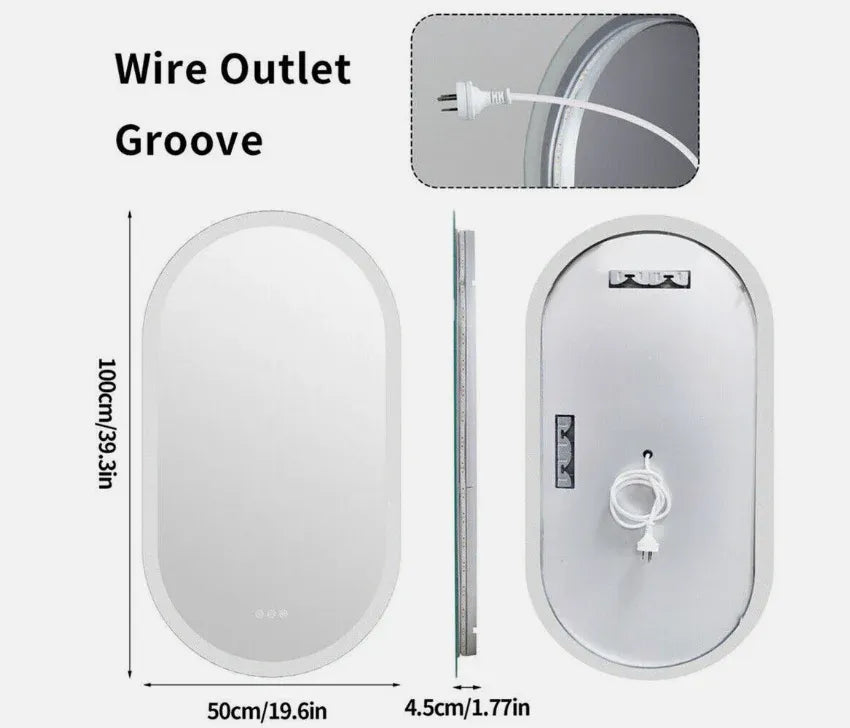 Interior Ave - 50 x 100cm Oval Frameless LED Bathroom Mirror