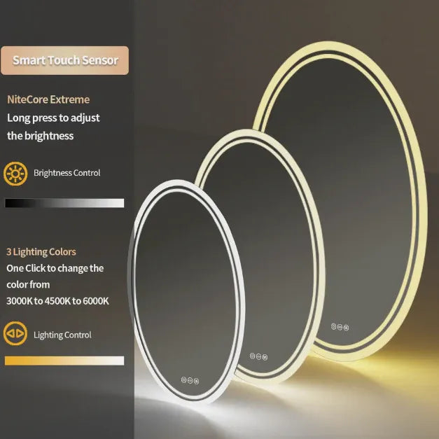 Oval Frameless LED Bathroom Mirror – Touch Sensor, Anti-Fog, 60x80cm