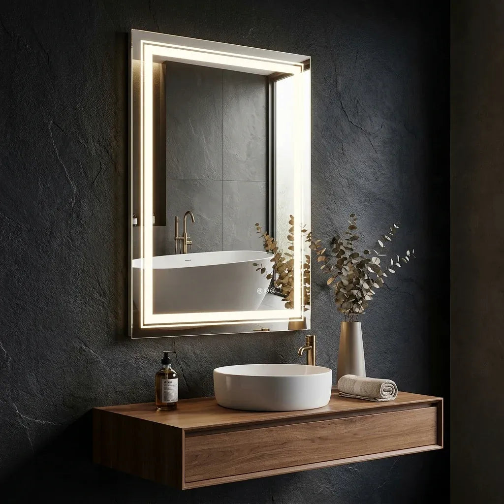 LED Frameless Bathroom Mirror – Backlit, Touch Control, 50 x 70 cm