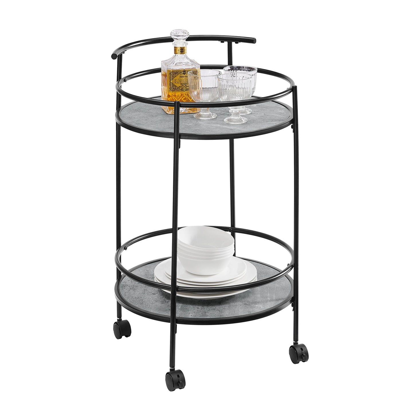 Carly 2 Tiers Kitchen Rolling Bar Cart