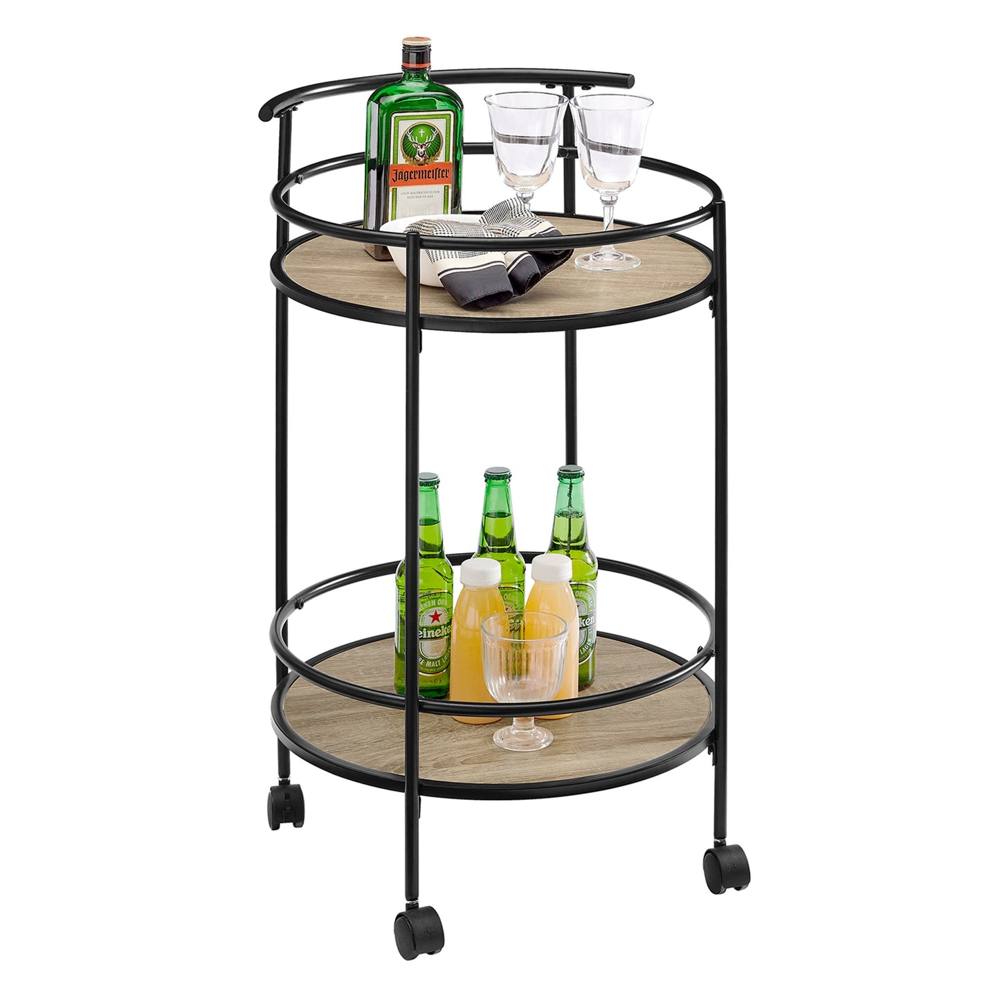 Carly 2 Tiers Kitchen Rolling Bar Cart