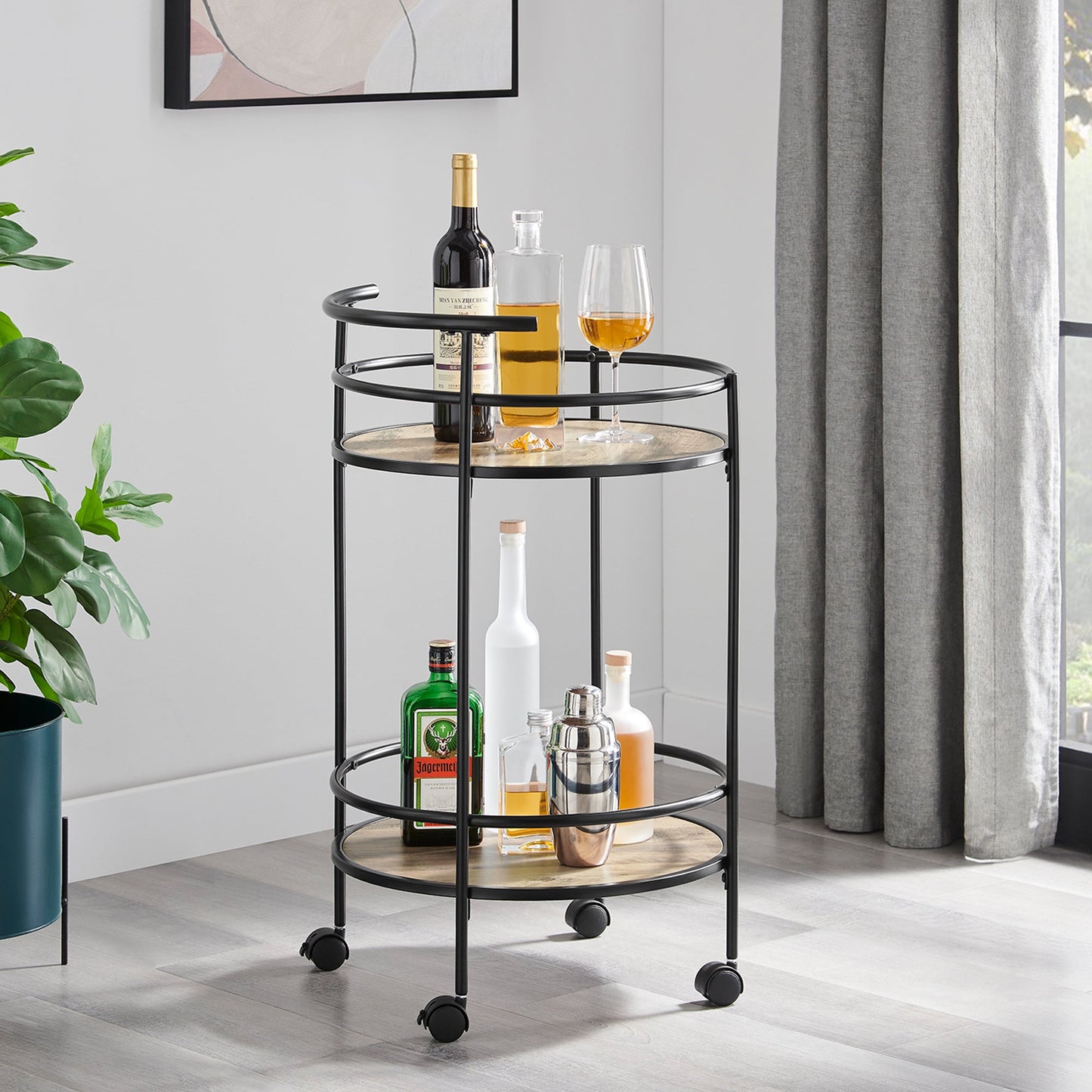 Carly 2 Tiers Kitchen Rolling Bar Cart