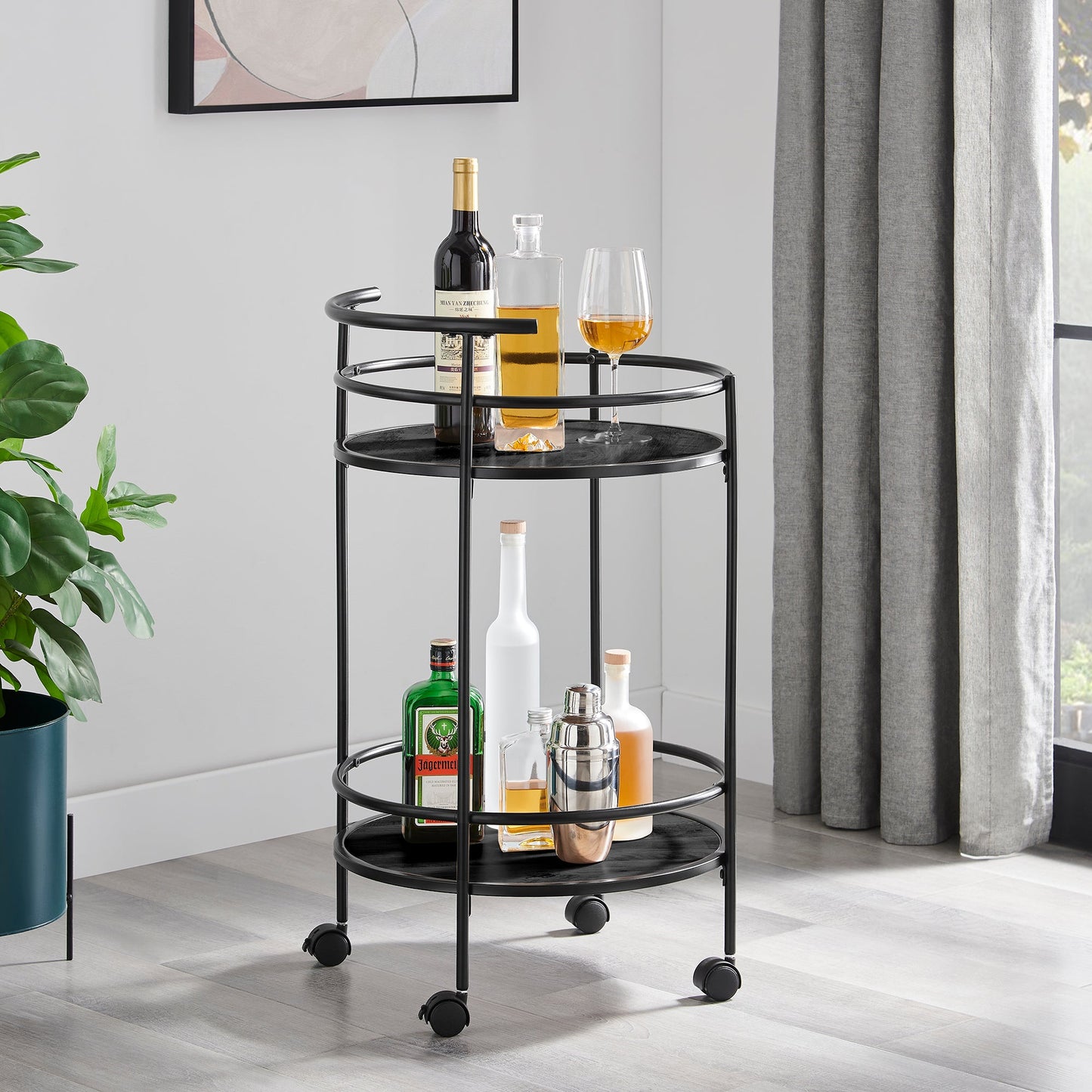 Carly 2 Tiers Kitchen Rolling Bar Cart