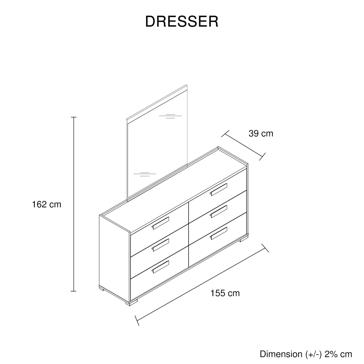 Queen 4 Pcs Bedroom Suite with Dresser Fabric Upholstery MDF Combination of Black & Cement Colour