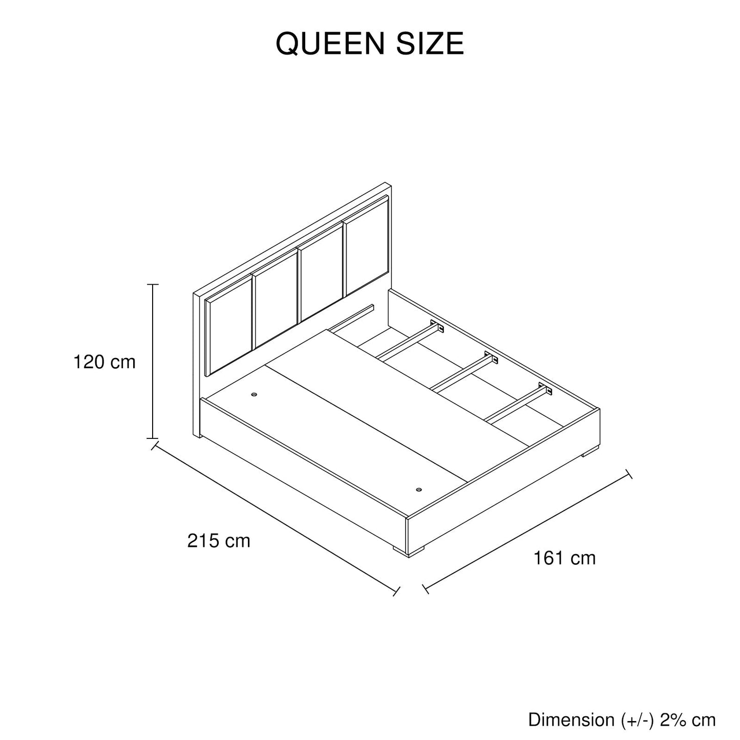 Queen 4 Pcs Bedroom Suite with Tallboy Fabric Upholstery MDF Combination of Black & Cement Colour
