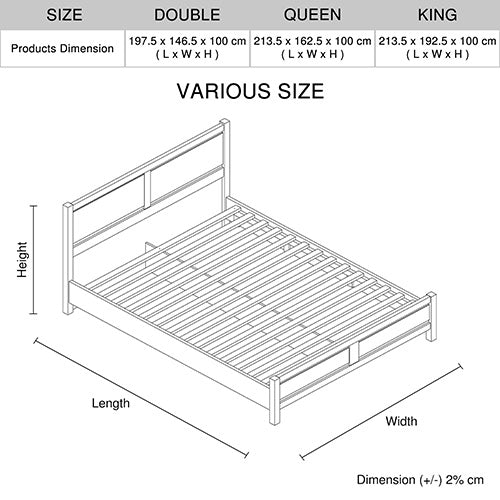 Double Bed Frame Natural Wood like MDF in Oak Colour