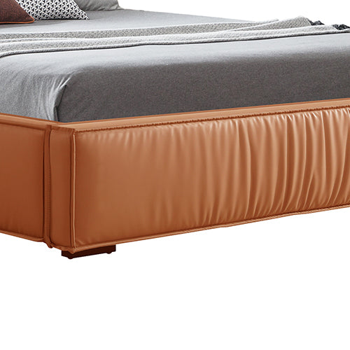 Louis Bed Frame PU Leather KD Slat in Wooden Legs