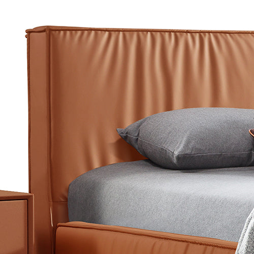 Louis Bed Frame PU Leather KD Slat in Wooden Legs