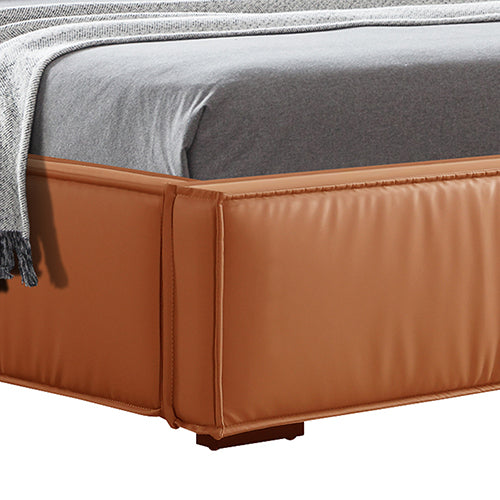 Louis Bed Frame PU Leather KD Slat in Wooden Legs