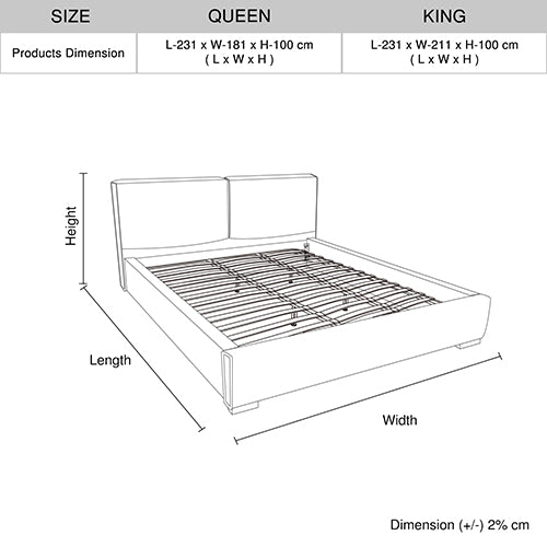 Louis Bed Frame PU Leather KD Slat in Wooden Legs