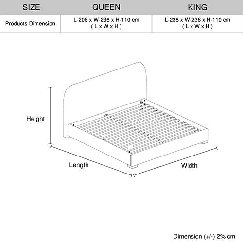 Queen Fabric Upholstered Bed with Metal Frame