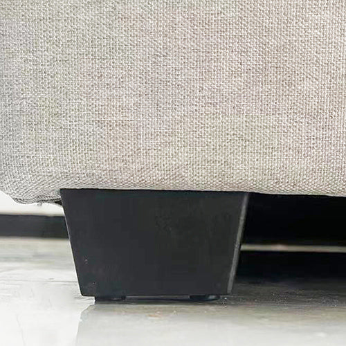 Veronica Bed Frame Winged Grey Linen Fabric Seam Grid Pattern with Gas Lift Plywood Metal Structure
