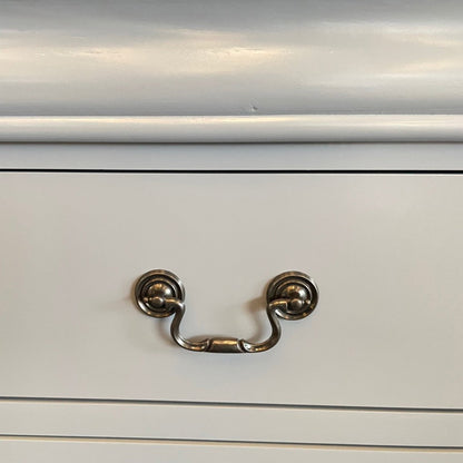 Bedside Table White Colour With 2 Drawers Night Stand Solid Wood Metal Handles
