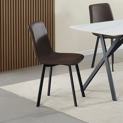 6X Dining Chair Leather Red Brown Colour