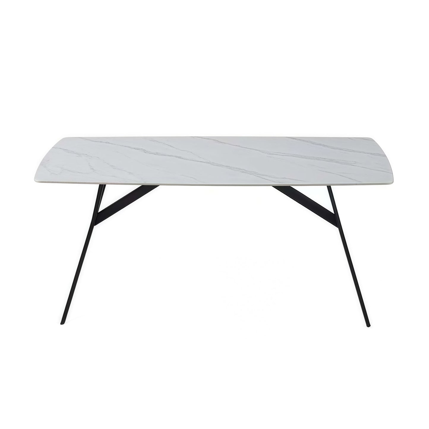 Dining Table – Rectangular White Sintered Stone Top with Powder Coated Iron Legs