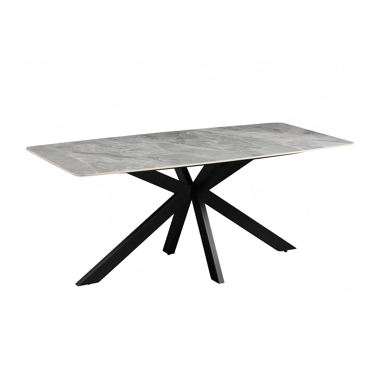 Dining Table – Rectangular Grey Sintered Stone Top with Powder Coated Iron Legs