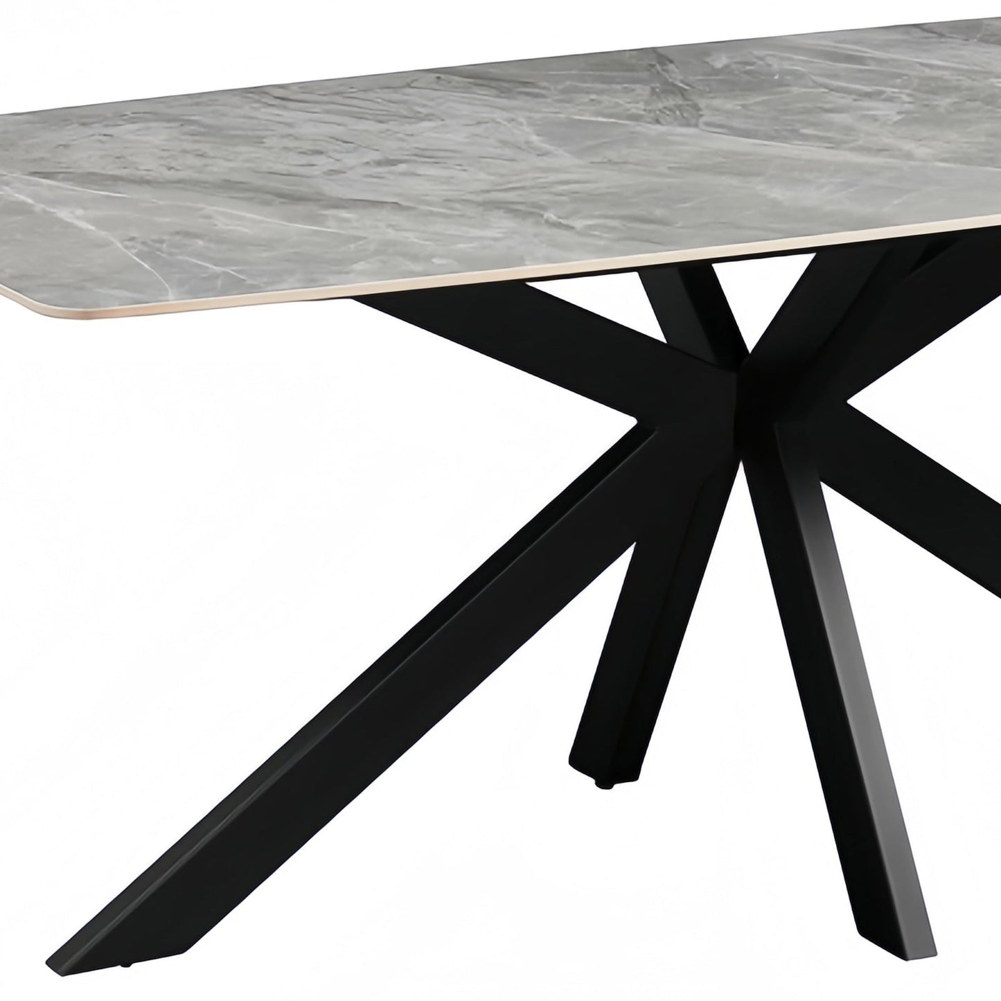 Dining Table – Rectangular Grey Sintered Stone Top with Powder Coated Iron Legs