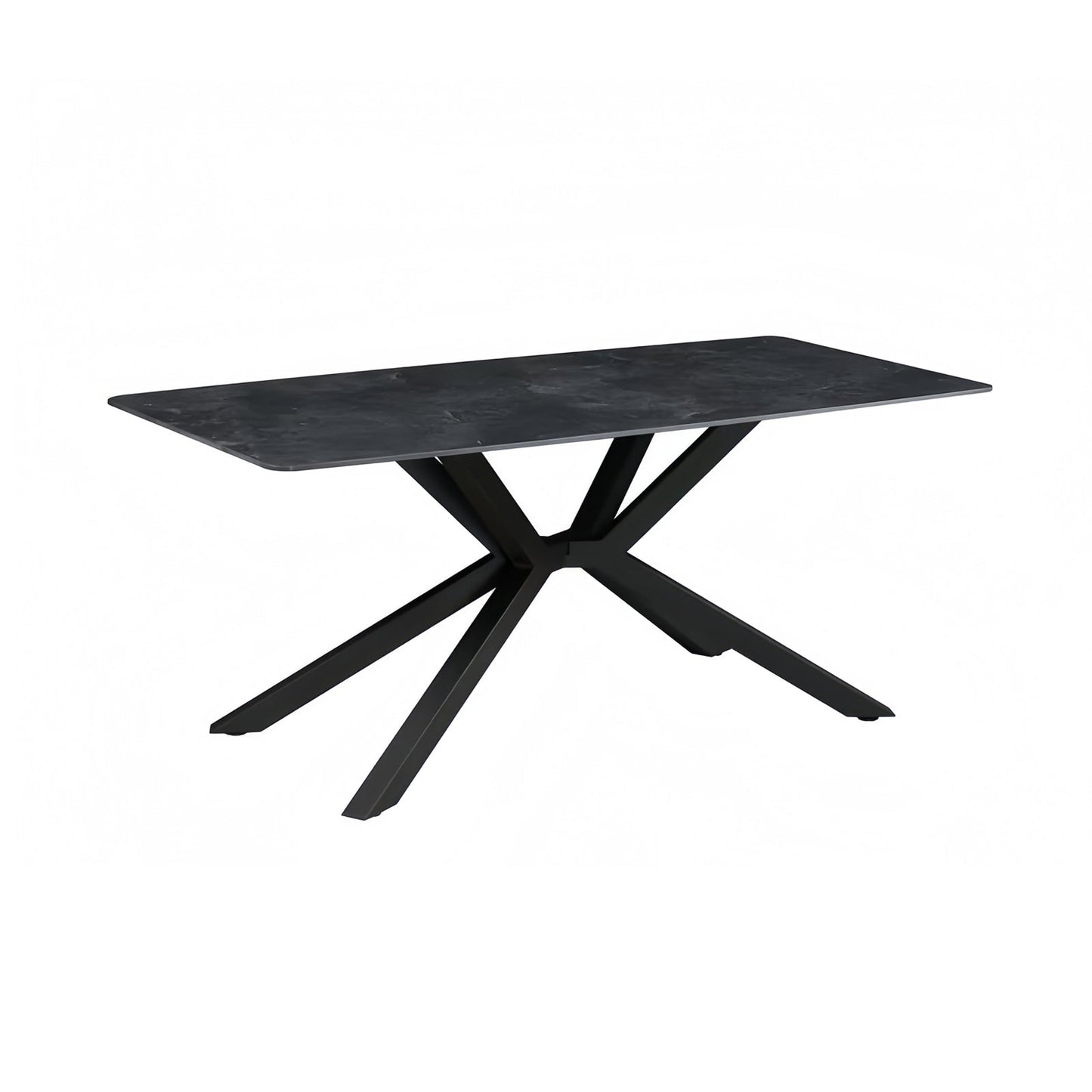 Dining Table – Rectangular Green Sintered Stone Top with Powder Coated Iron Legs