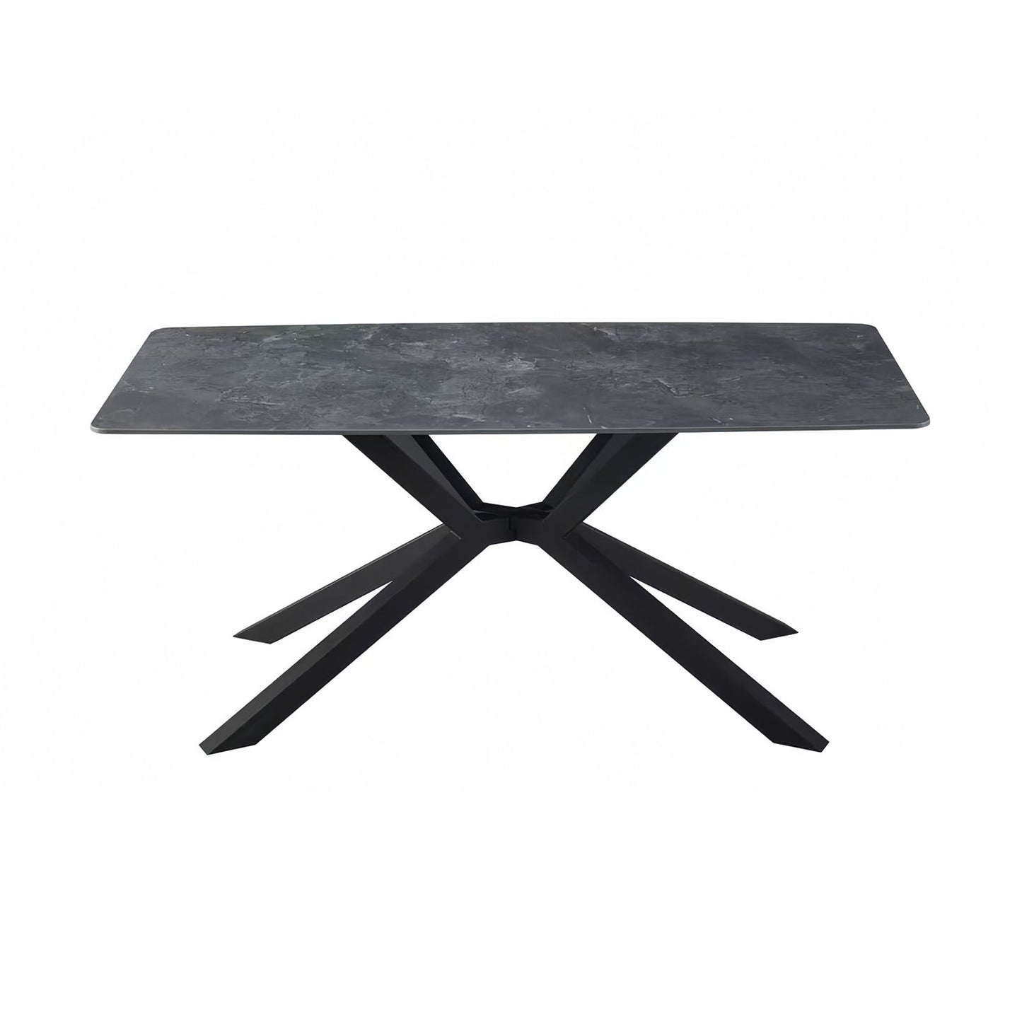 Dining Table – Rectangular Green Sintered Stone Top with Powder Coated Iron Legs