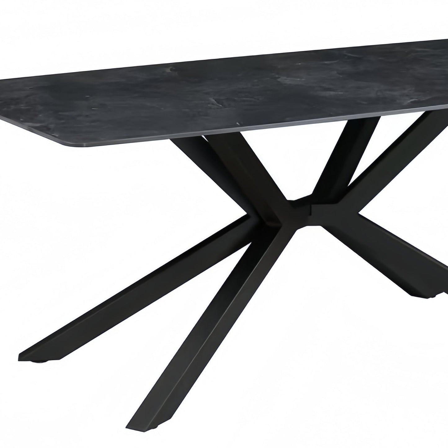 Dining Table – Rectangular Green Sintered Stone Top with Powder Coated Iron Legs