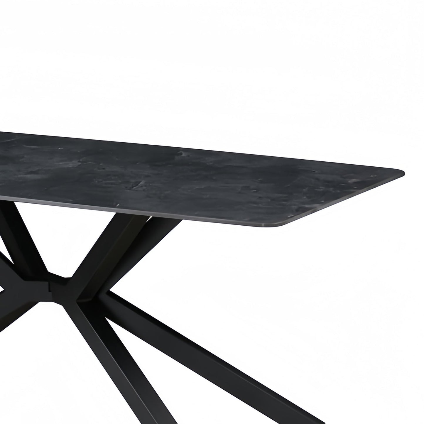 Dining Table – Rectangular Green Sintered Stone Top with Powder Coated Iron Legs