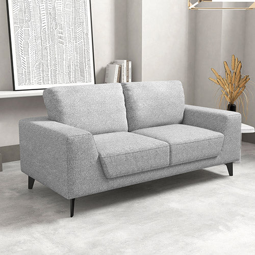 Light Grey Fabric Lounge Set for Living Room Couch with Solid Wooden Frame Black Legs