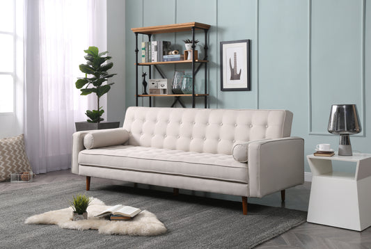 Sofa Bed 3 Seater Button Tufted Lounge Set for Living Room Couch in Fabric and Velvet