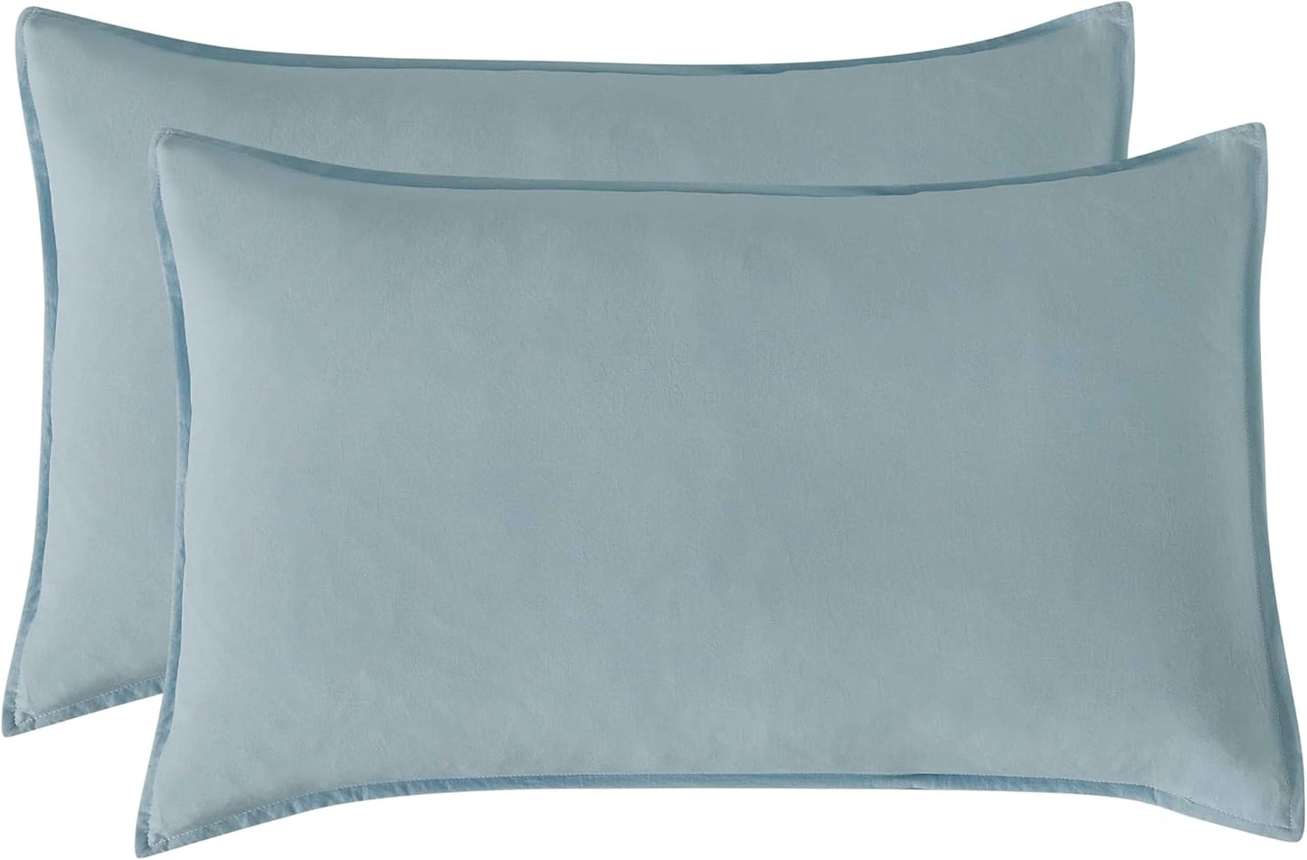 Vintage Washed Microfibre Quilt Cover Set (Blue, Single)