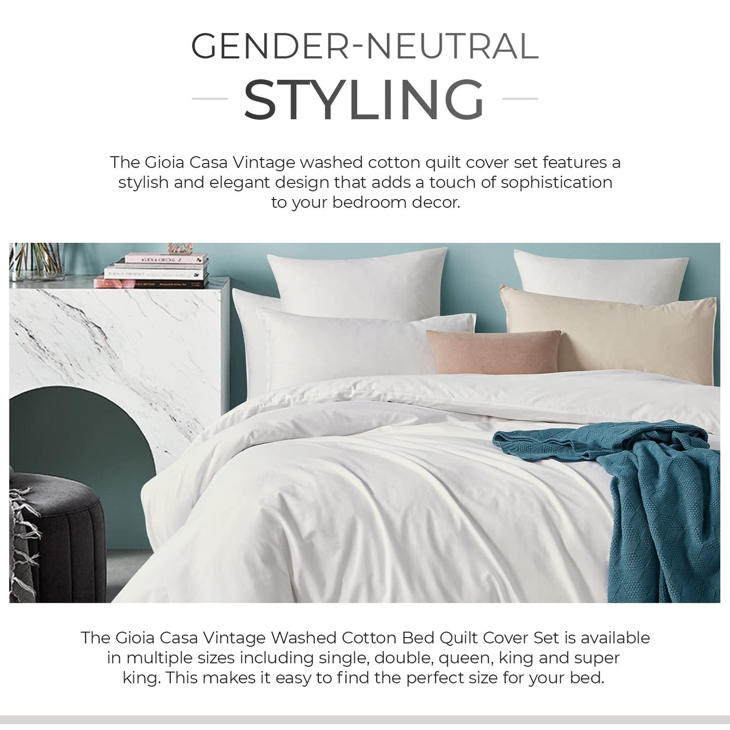 100% Cotton Vintage Washed Bed Quilt Cover Set - Soft, Breathable, and Durable Bedding