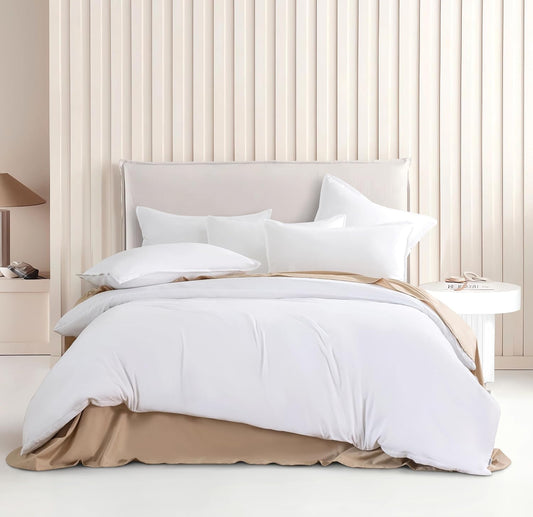 Vintage Washed Microfibre Quilt Cover Set with Pillowcases for Bed