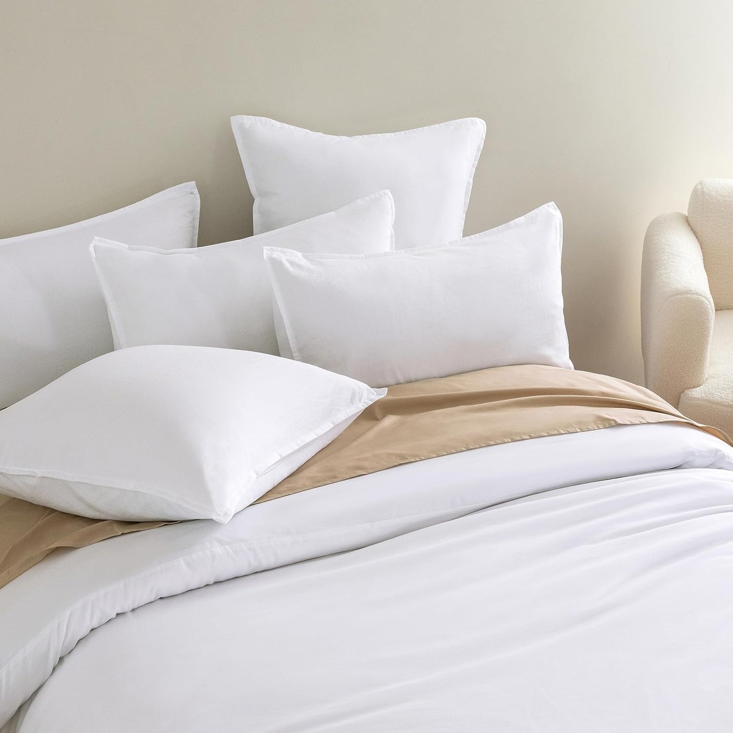 Vintage Washed Microfibre Quilt Cover Set with Pillowcases for Bed