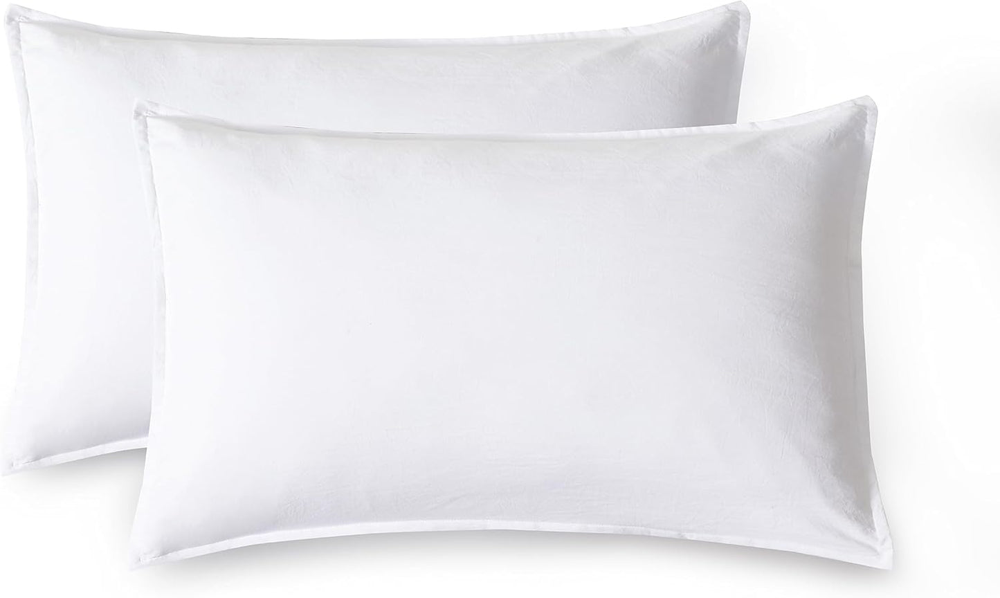 Vintage Washed Microfibre Quilt Cover Set with Pillowcases for Bed