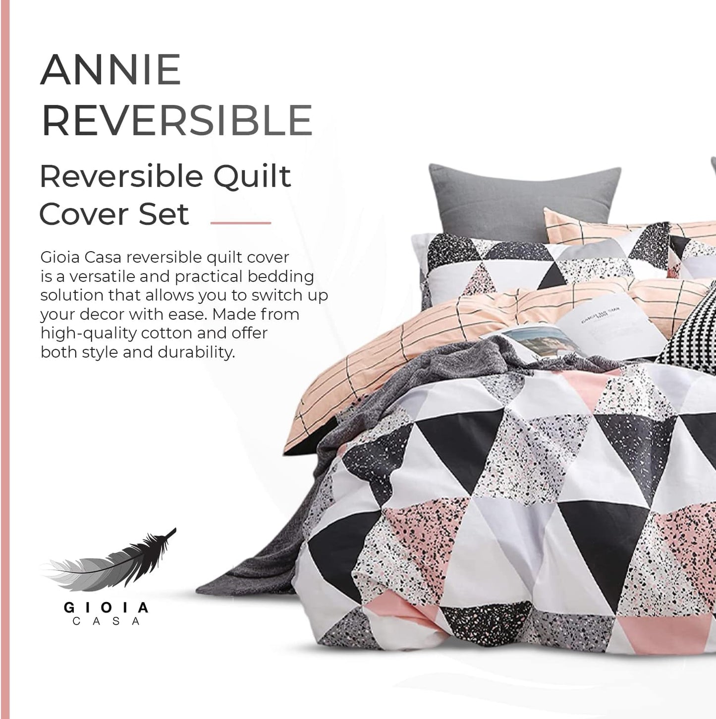 100% Cotton Annie Reversible Printed Quilt Cover Set - Super King Size