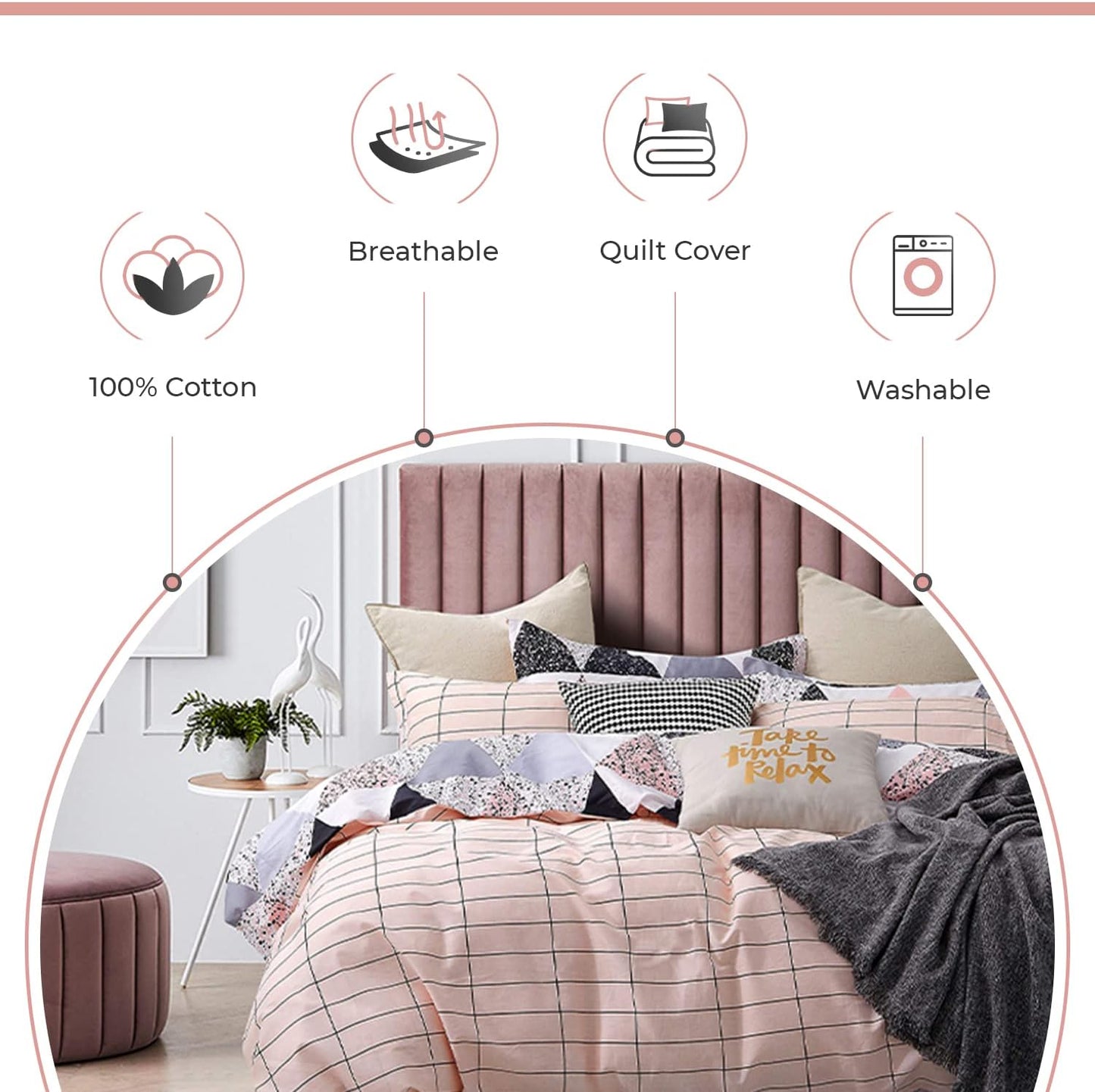 100% Cotton Annie Reversible Printed Quilt Cover Set - Super King Size