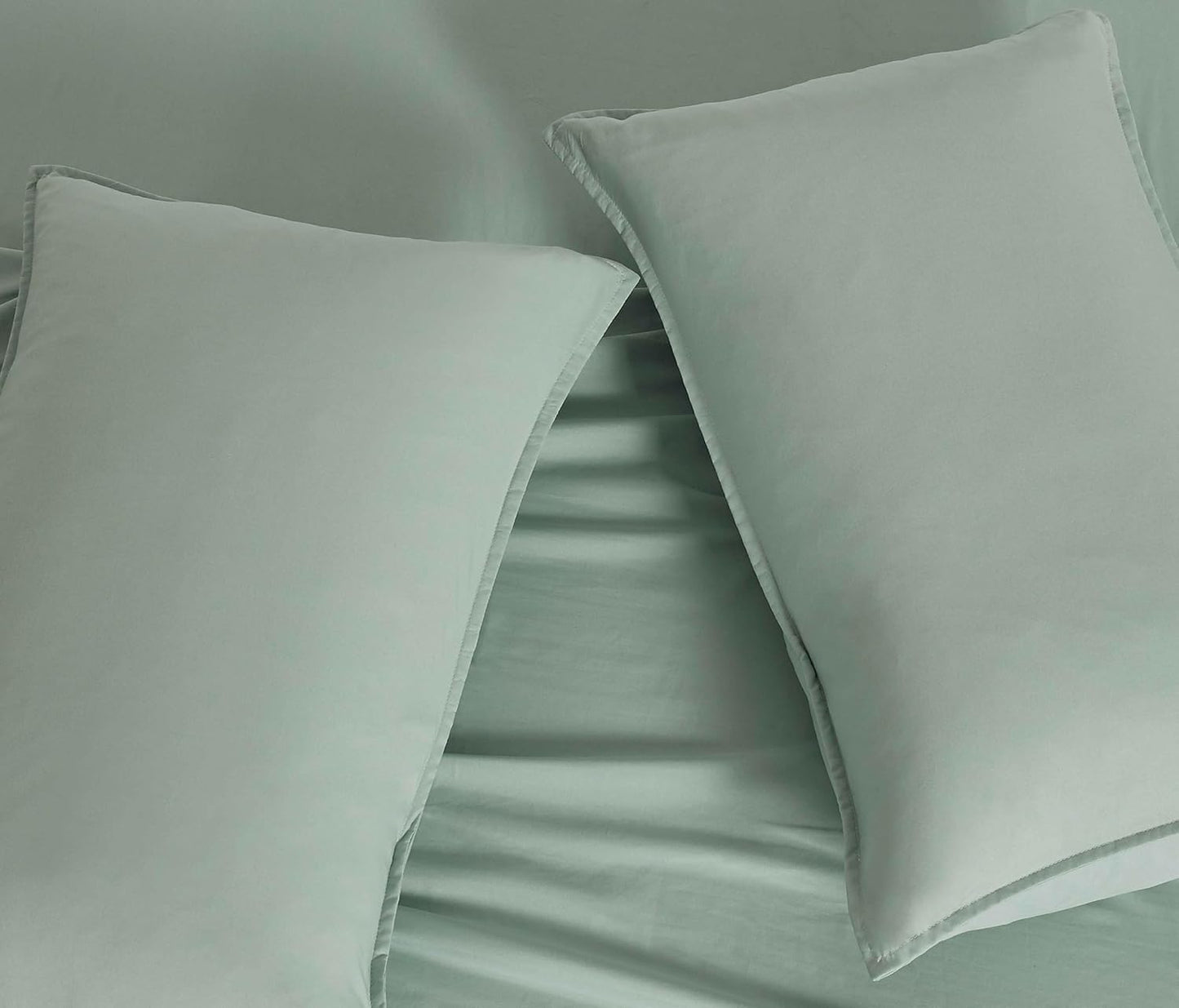 Vintage Washed Microfibre Quilt Cover Set in Sage with Multiple Size Options