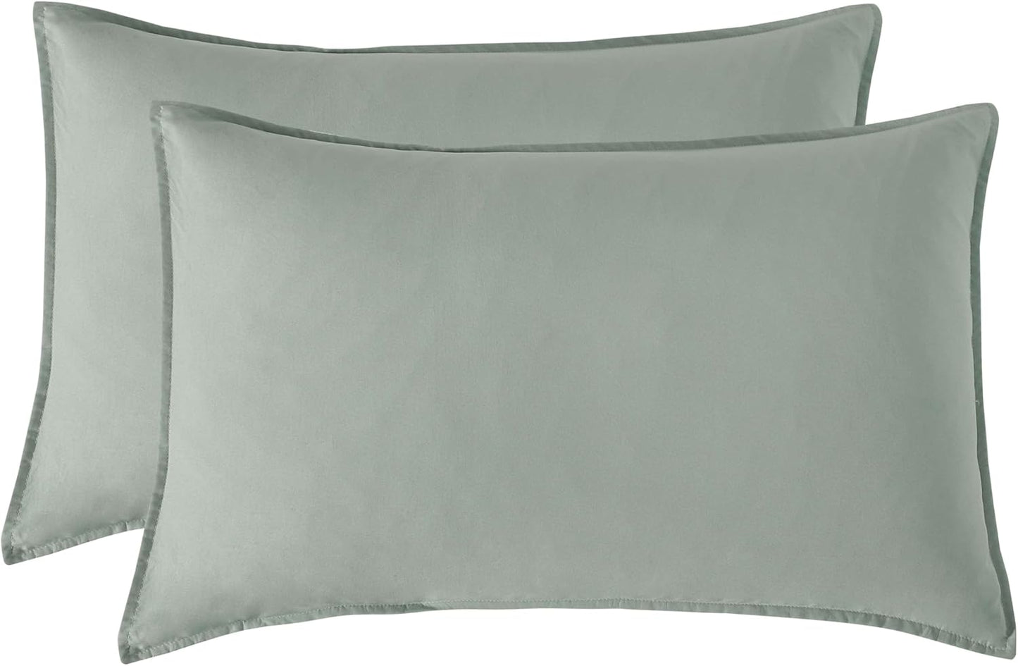 Vintage Washed Microfibre Quilt Cover Set in Sage with Multiple Size Options