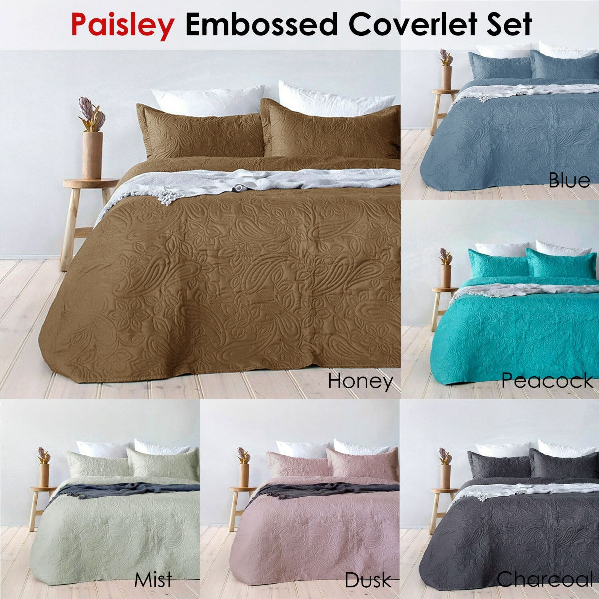 Bambury Paisley Embossed Coverlet Set Queen/King