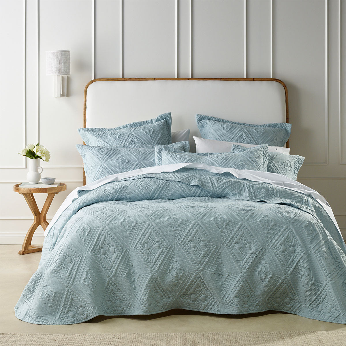 Bianca Aspen Sky Blue Embroidered Bedspread Set
